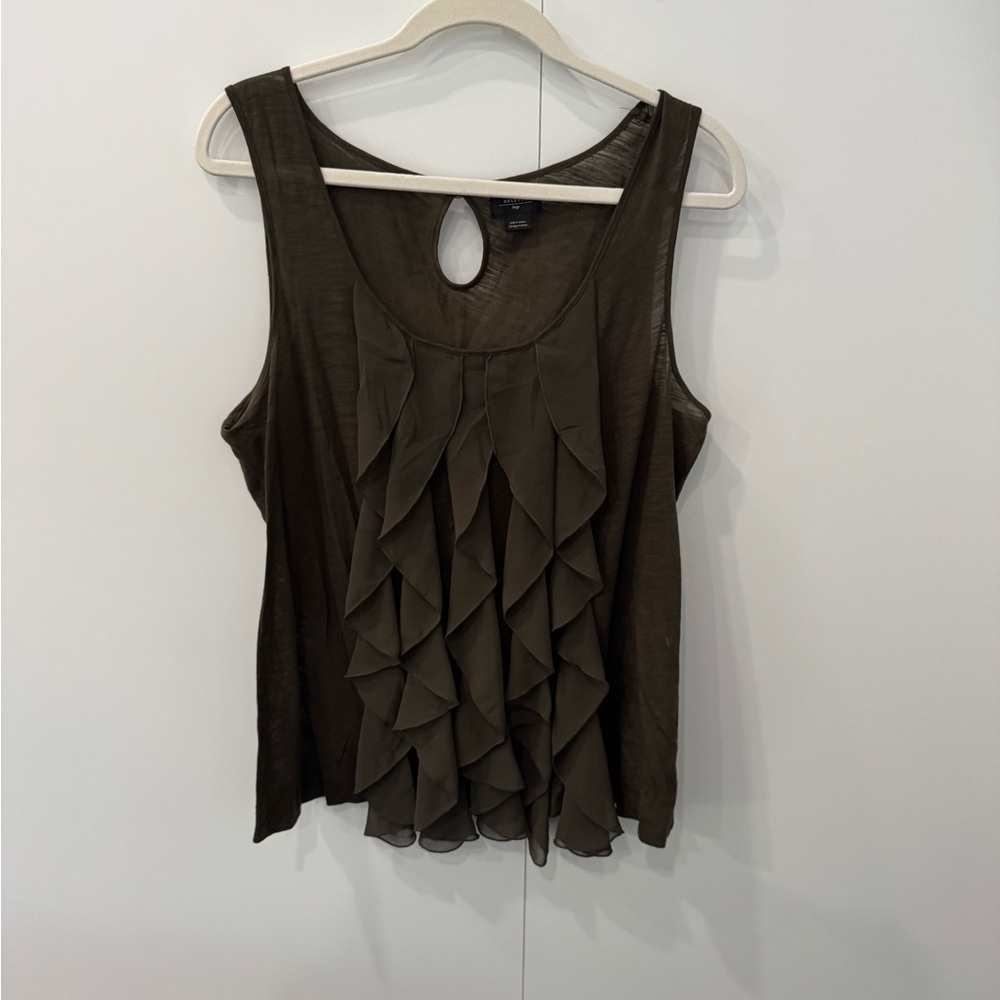 Deletta - Elegant Olive Ruffle Top